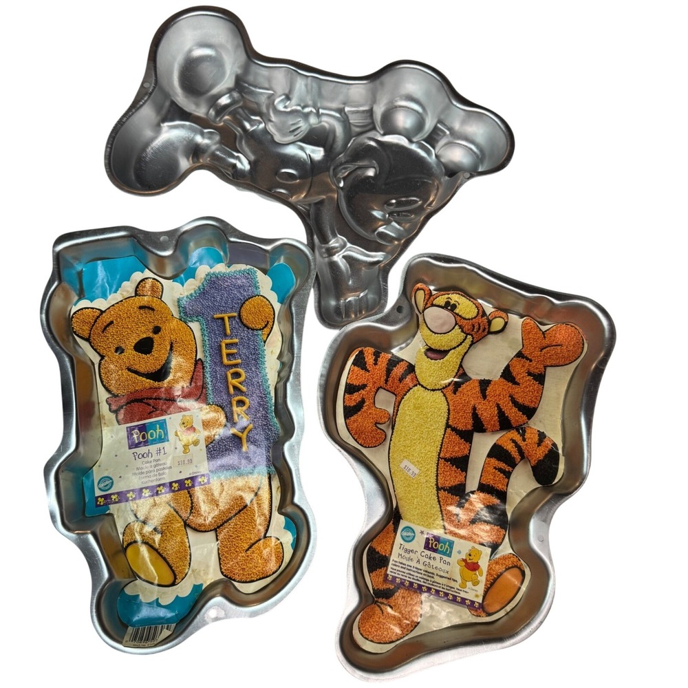 Vintage Wilton Disney Cake Pan Lot 3 Pooh #1 Tigger Mickey 1990s